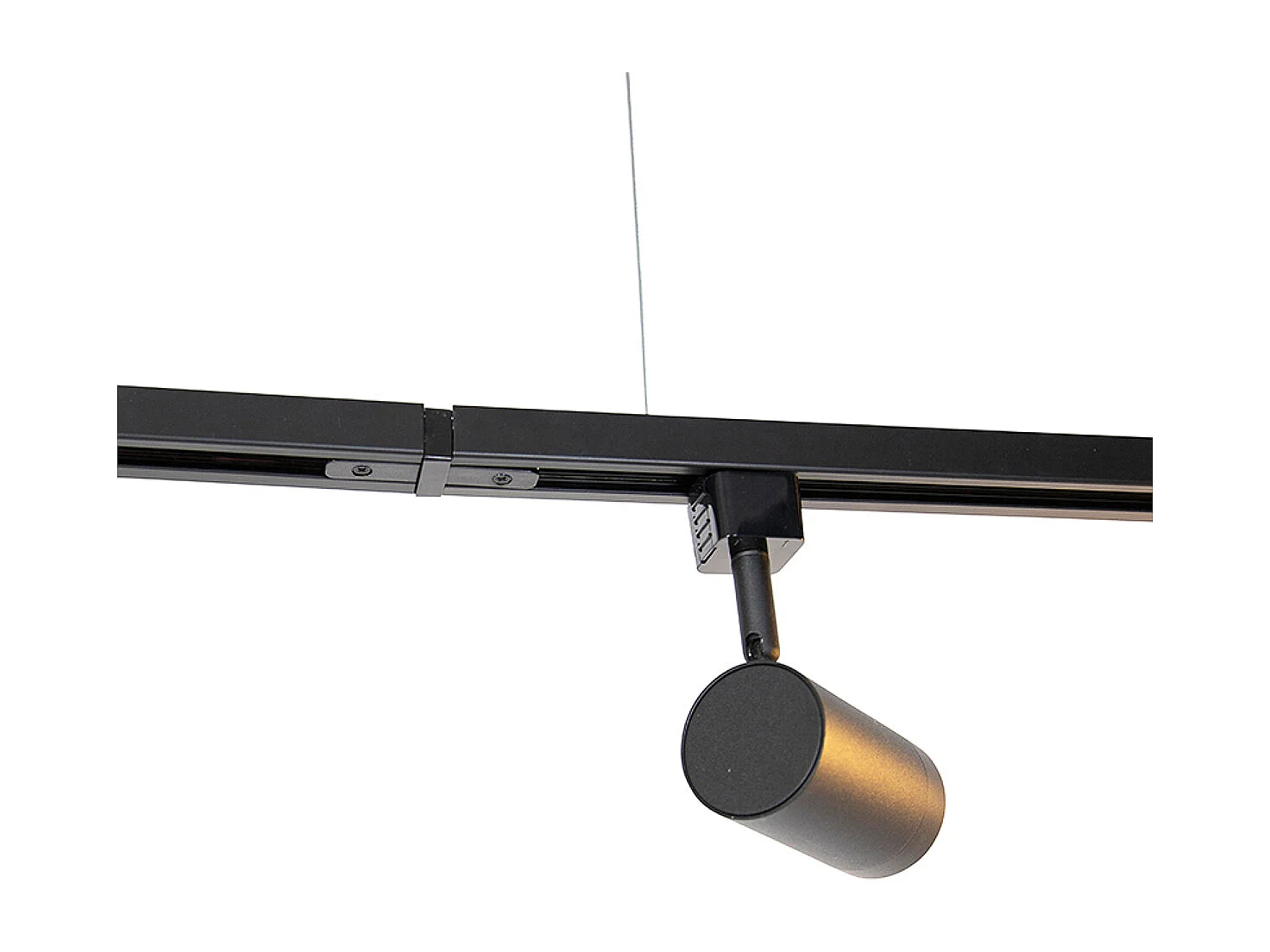 Système sur rail suspendu moderne monophasé avec 5 spots noirs - Jeana