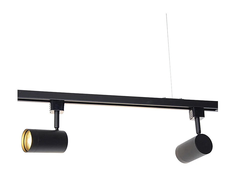 Système sur rail suspendu moderne monophasé avec 5 spots noirs - Jeana