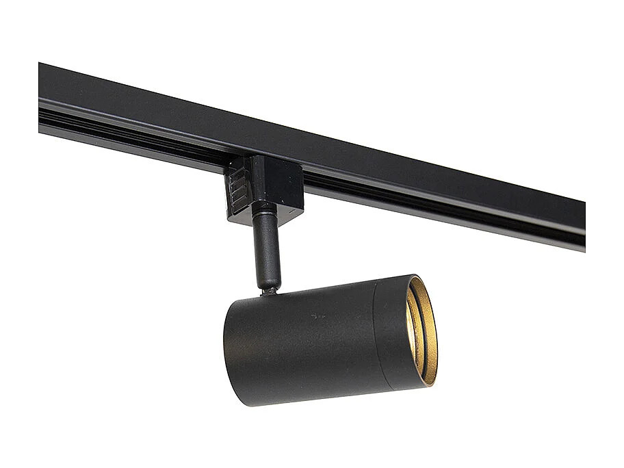 Système sur rail suspendu moderne monophasé avec 5 spots noirs - Jeana