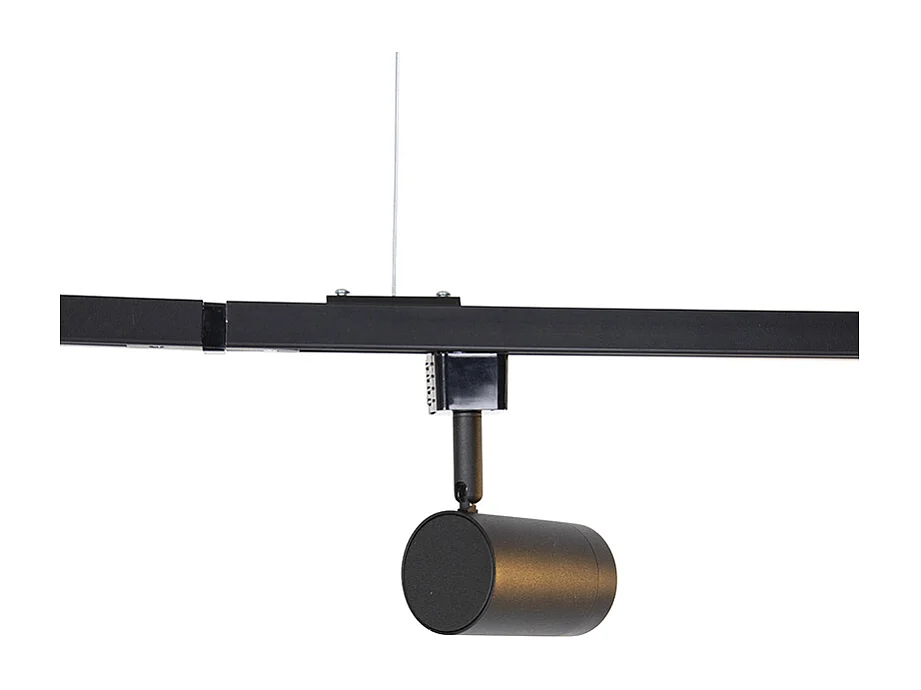 Système sur rail suspendu moderne monophasé avec 5 spots noirs - Jeana