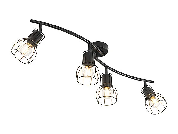 Plafonnier moderne noir 86 cm 4 lumières - Botu