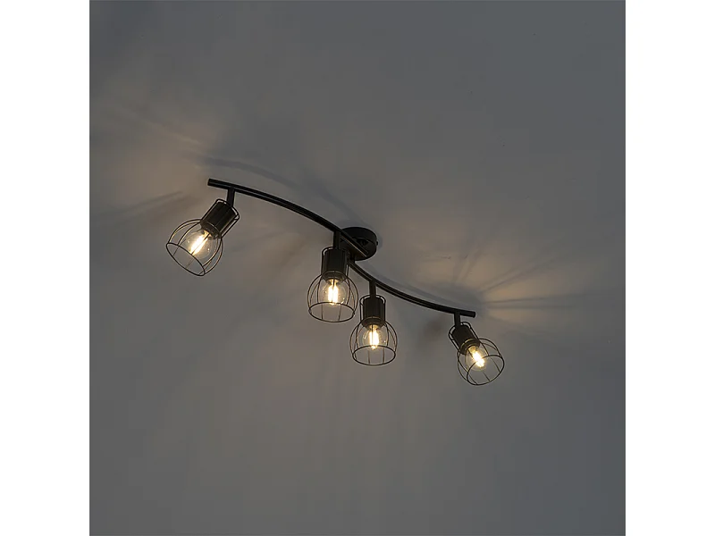 Plafonnier moderne noir 86 cm 4 lumières - Botu