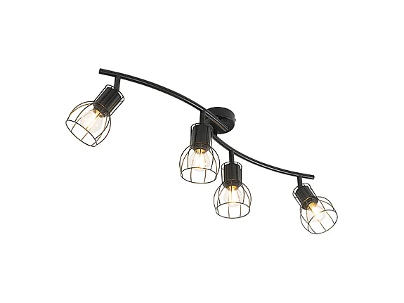 Plafonnier moderne noir 86 cm 4 lumières - Botu