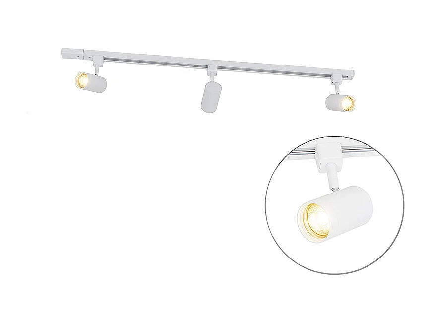 Système de rail d'éclairage intelligent blanc 1 phase 3 lumières avec Wifi GU10 - Iconic Jeana