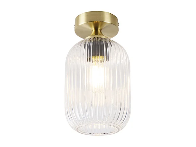 Plafonnier Art Déco Laiton avec Verre Transparent - Banci