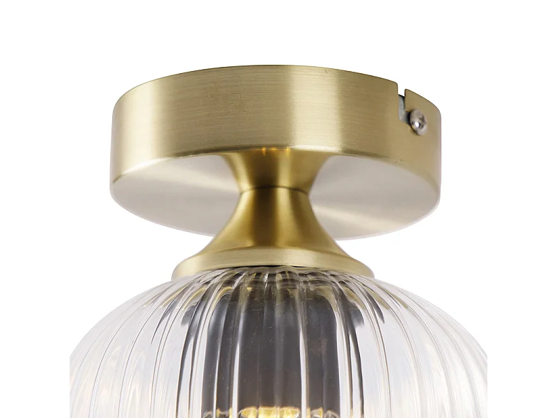 Plafonnier Art Déco Laiton avec Verre Transparent - Banci