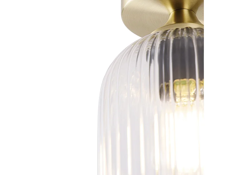 Plafonnier Art Déco Laiton avec Verre Transparent - Banci