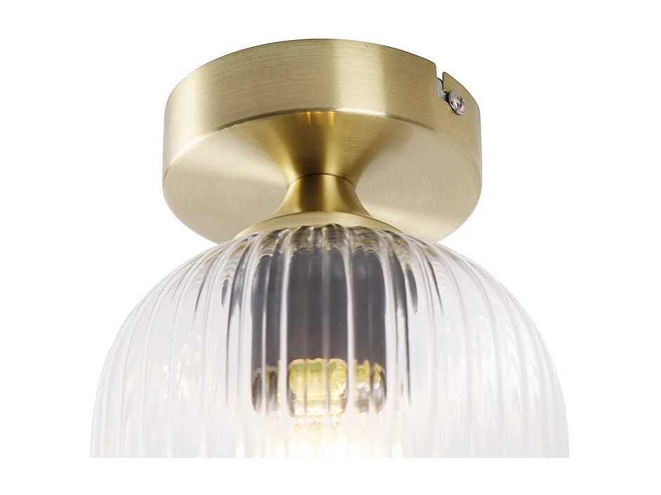 Plafonnier Art Déco Laiton avec Verre Transparent - Banci