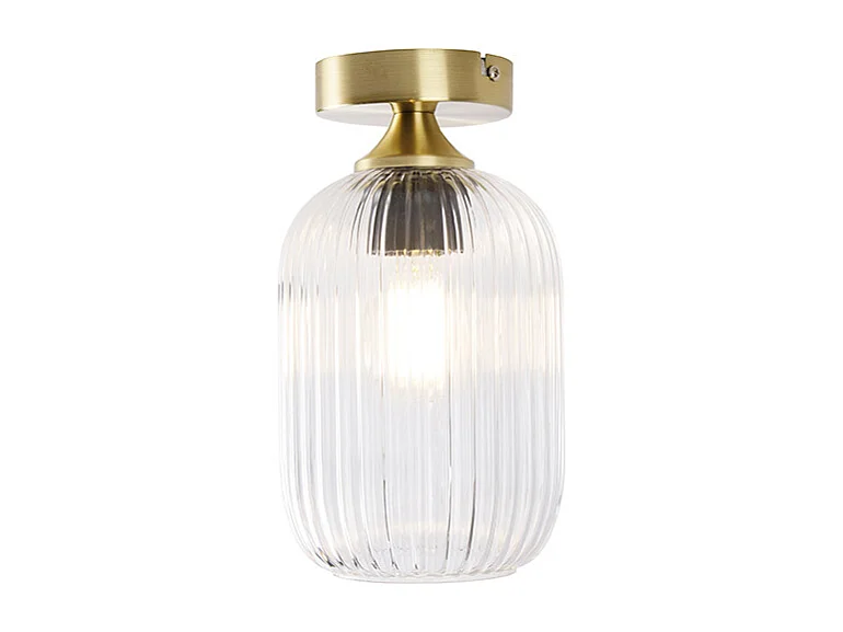 Plafonnier Art Déco Laiton avec Verre Transparent - Banci