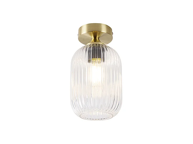 Plafonnier Art Déco Laiton avec Verre Transparent - Banci