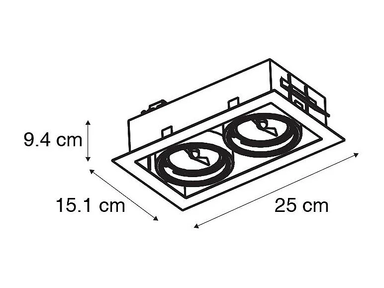 Spot encastré moderne blanc 2 lumières orientables - Oneon 70