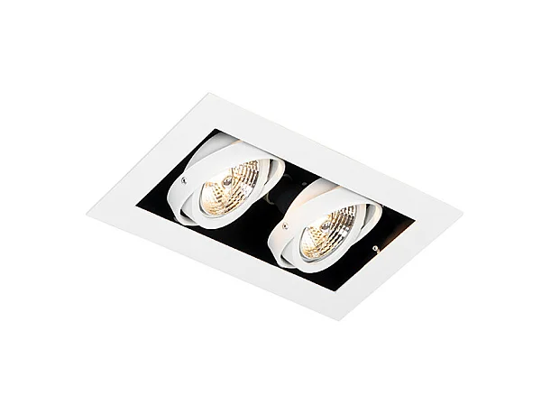 Spot encastré moderne blanc 2 lumières orientables - Oneon 70