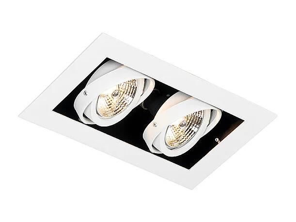 Spot encastré moderne blanc 2 lumières orientables - Oneon 70