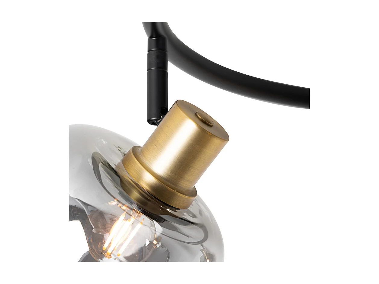 Spot de plafond noir avec verre fumé rond 3 lumières - Zuzanna