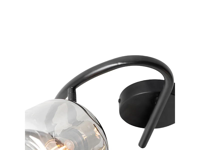 Spot de plafond noir avec verre fumé rond 3 lumières - Zuzanna