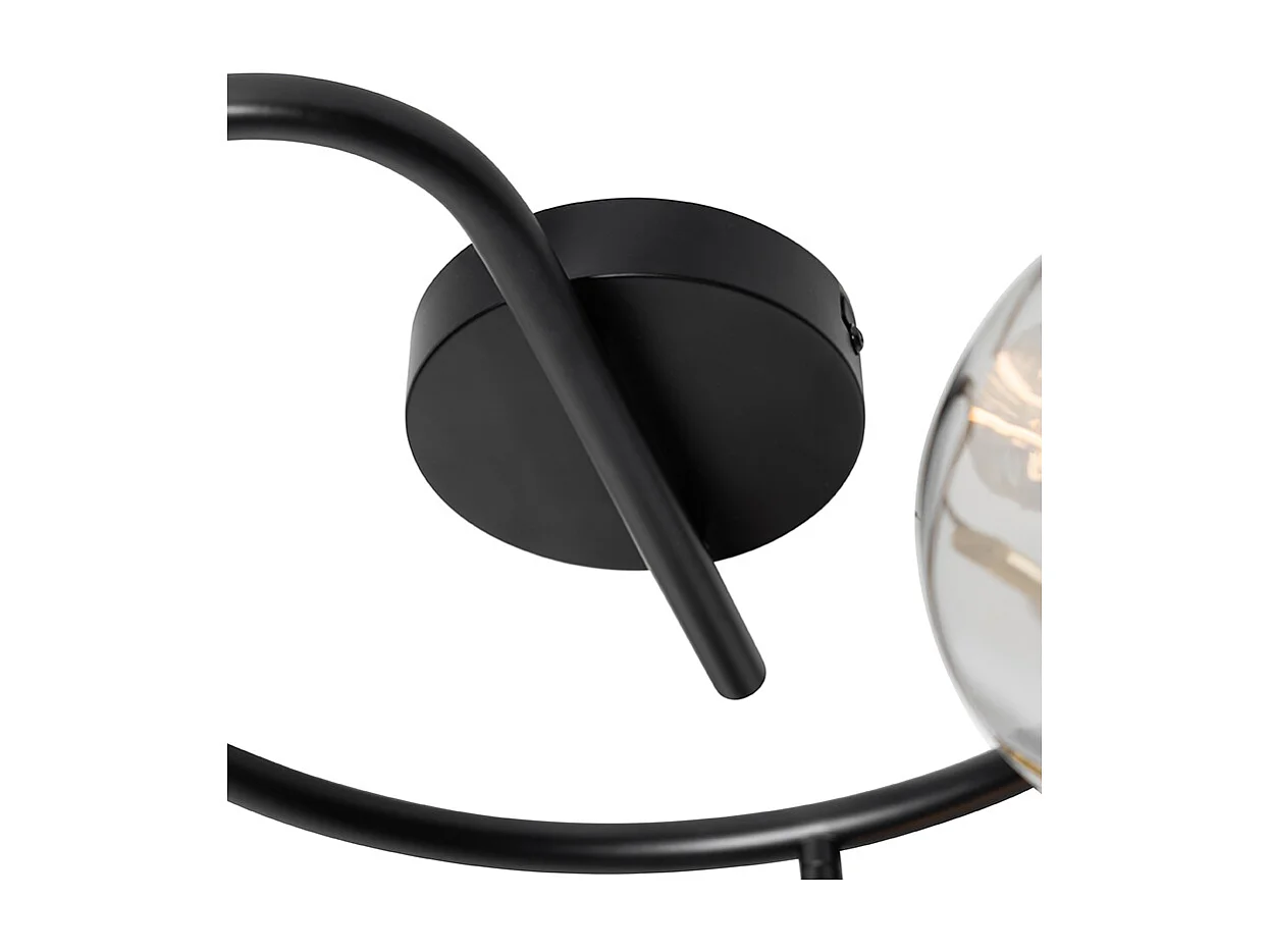 Spot de plafond noir avec verre fumé rond 3 lumières - Zuzanna