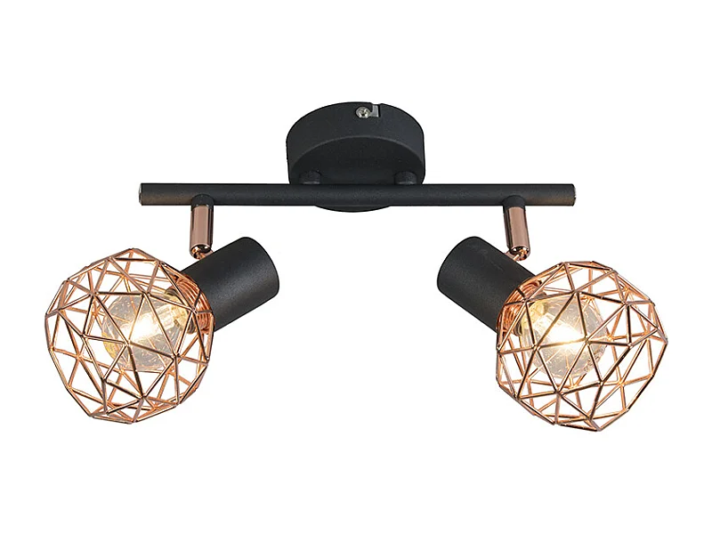 Spot moderne noir avec cuivre 2 lumières - Mesh