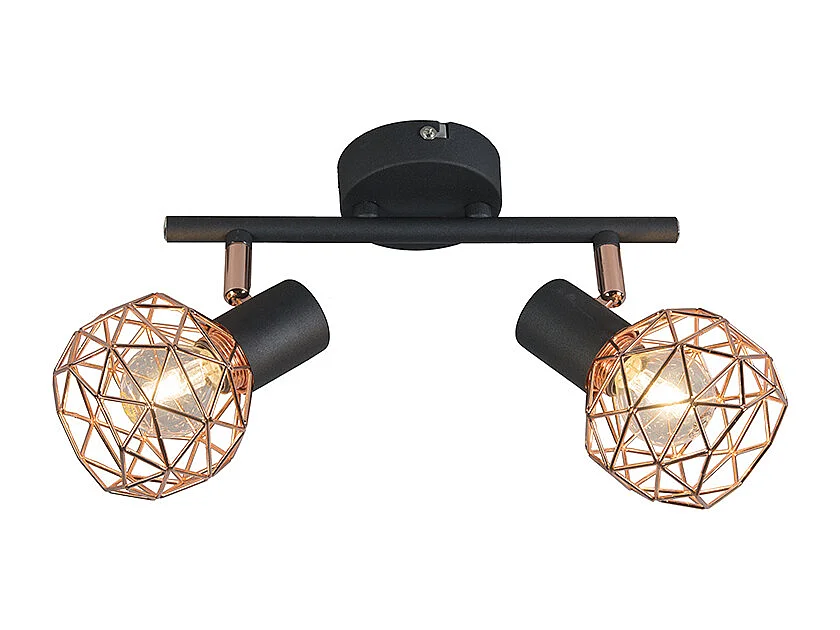 Spot moderne noir avec cuivre 2 lumières - Mesh
