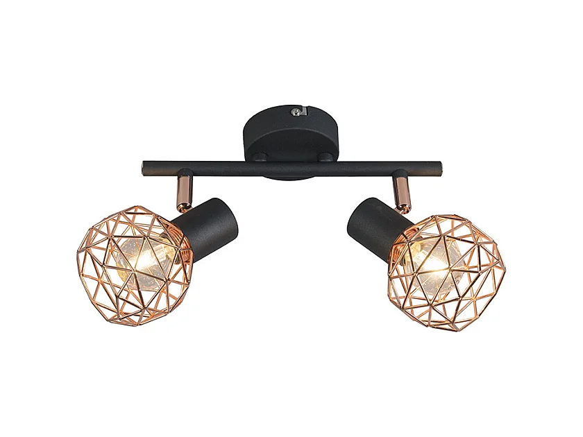 Spot moderne noir avec cuivre 2 lumières - Mesh