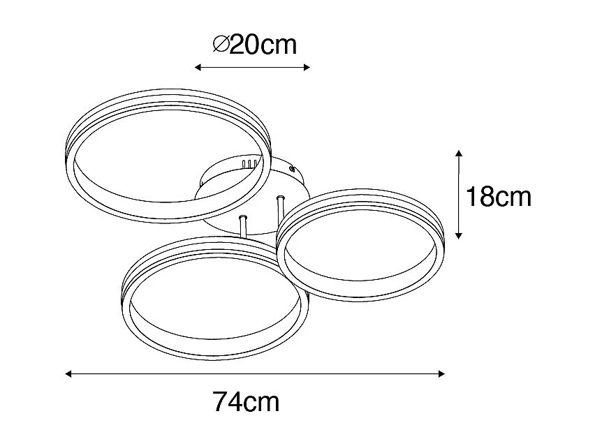 Plafonnier en acier avec LED 3 niveaux de luminosité 3 lumières - Navara