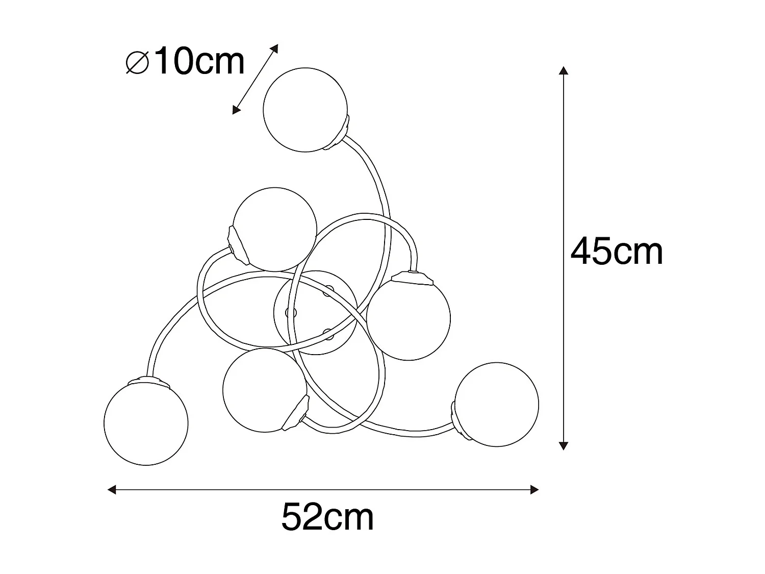 Plafonnier moderne or avec verre opale 6 lumières - Athènes