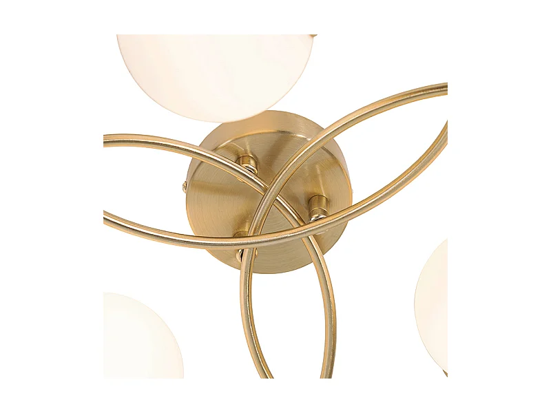 Plafonnier moderne or avec verre opale 6 lumières - Athènes