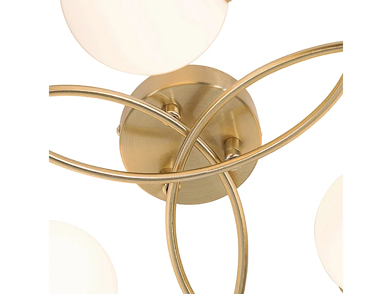 Plafonnier moderne doré avec verre opale 6 lumières - Athènes