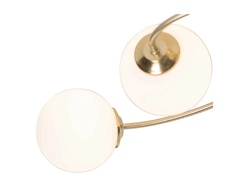 Plafonnier moderne doré avec verre opale 6 lumières - Athènes