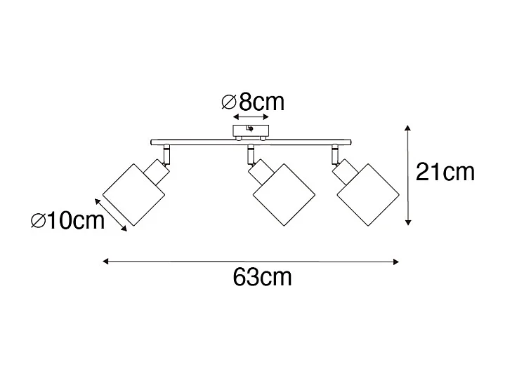 Spot de plafond en acier avec abat-jour blanc 3 lumières orientables - Hetta