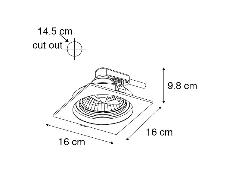 Spot encastré carré noir orientable - Chuck 111