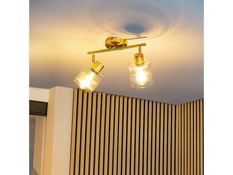 Spot de plafond doré avec verre 2 lumières orientable - Laura