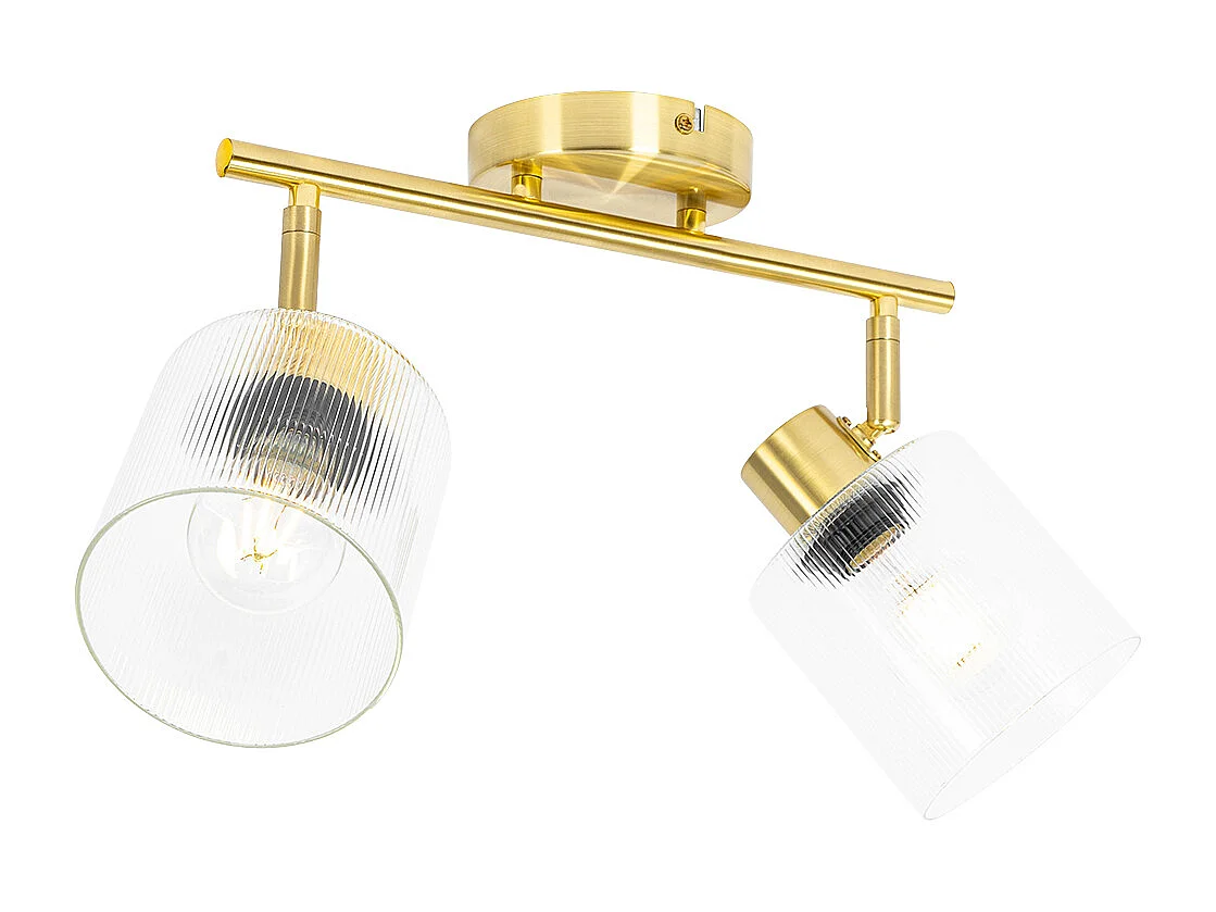 Spot de plafond doré avec verre 2 lumières orientable - Laura