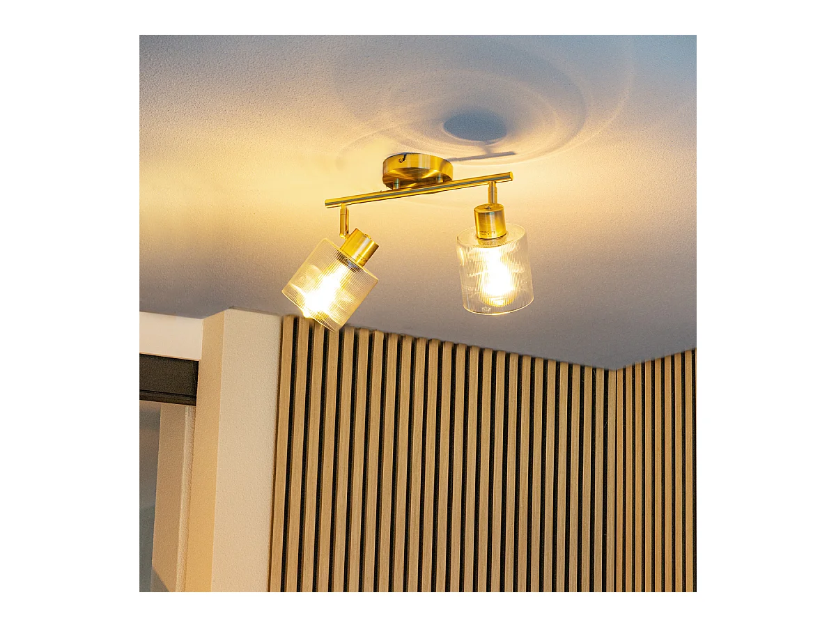 Spot de plafond doré avec verre 2 lumières orientable - Laura