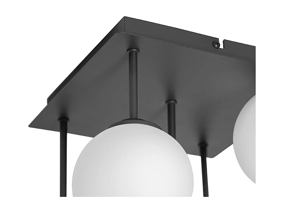 Plafonnier moderne noir avec verre opale 5 lumières - Athènes