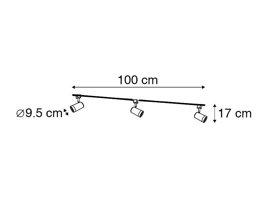 Système sur rail moderne monophasé avec 3 spots blancs - Jeana