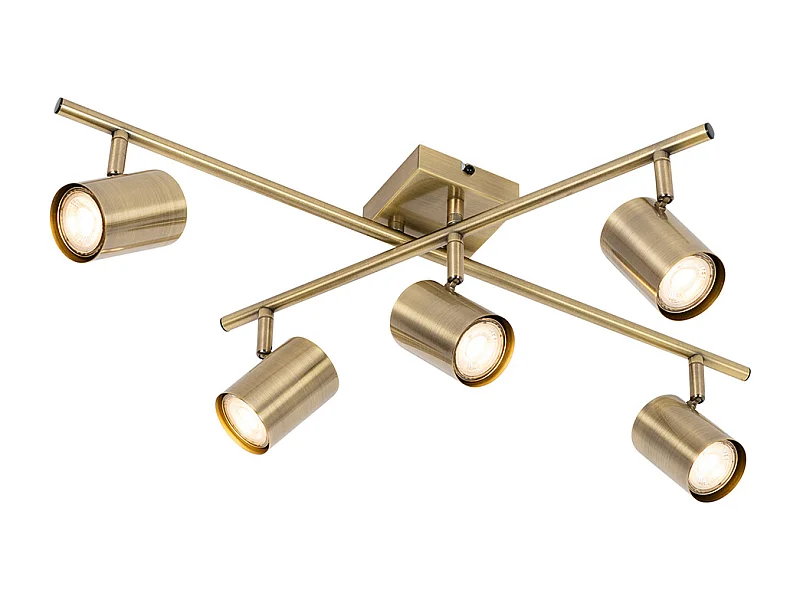 Plafonnier moderne bronze 5 lumières orientable rectangulaire - Jeana