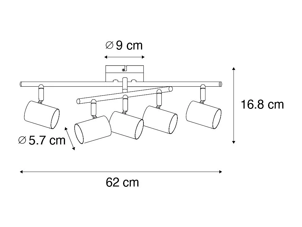 Plafonnier moderne bronze 5 lumières orientable rectangulaire - Jeana