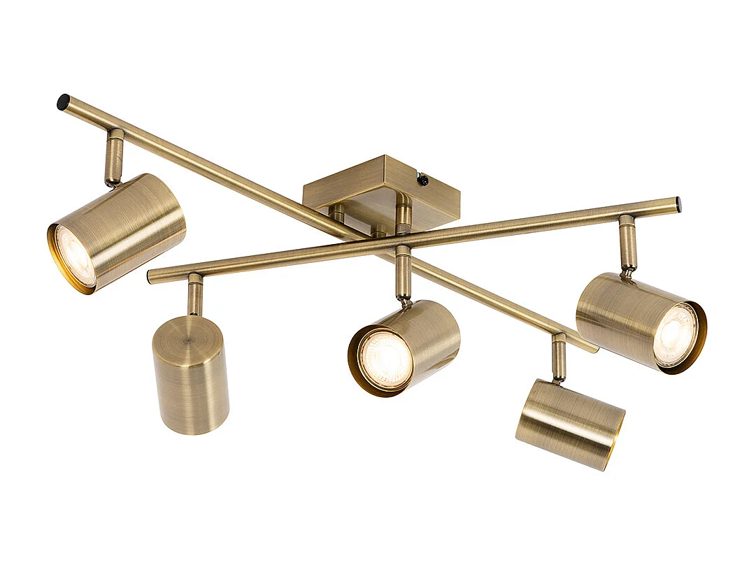 Plafonnier moderne bronze 5 lumières orientable rectangulaire - Jeana