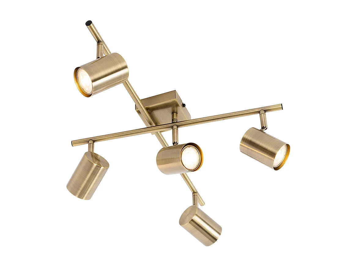 Plafonnier moderne bronze 5 lumières orientable rectangulaire - Jeana