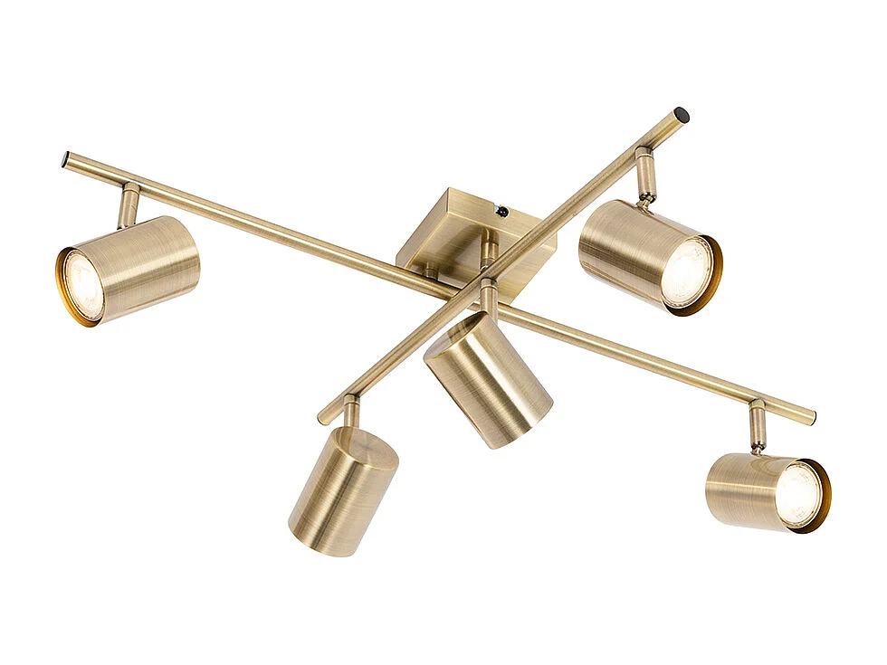 Plafonnier moderne bronze 5 lumières orientable rectangulaire - Jeana