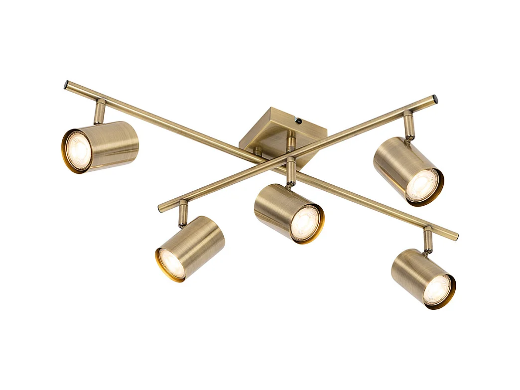 Plafonnier moderne bronze 5 lumières orientable rectangulaire - Jeana
