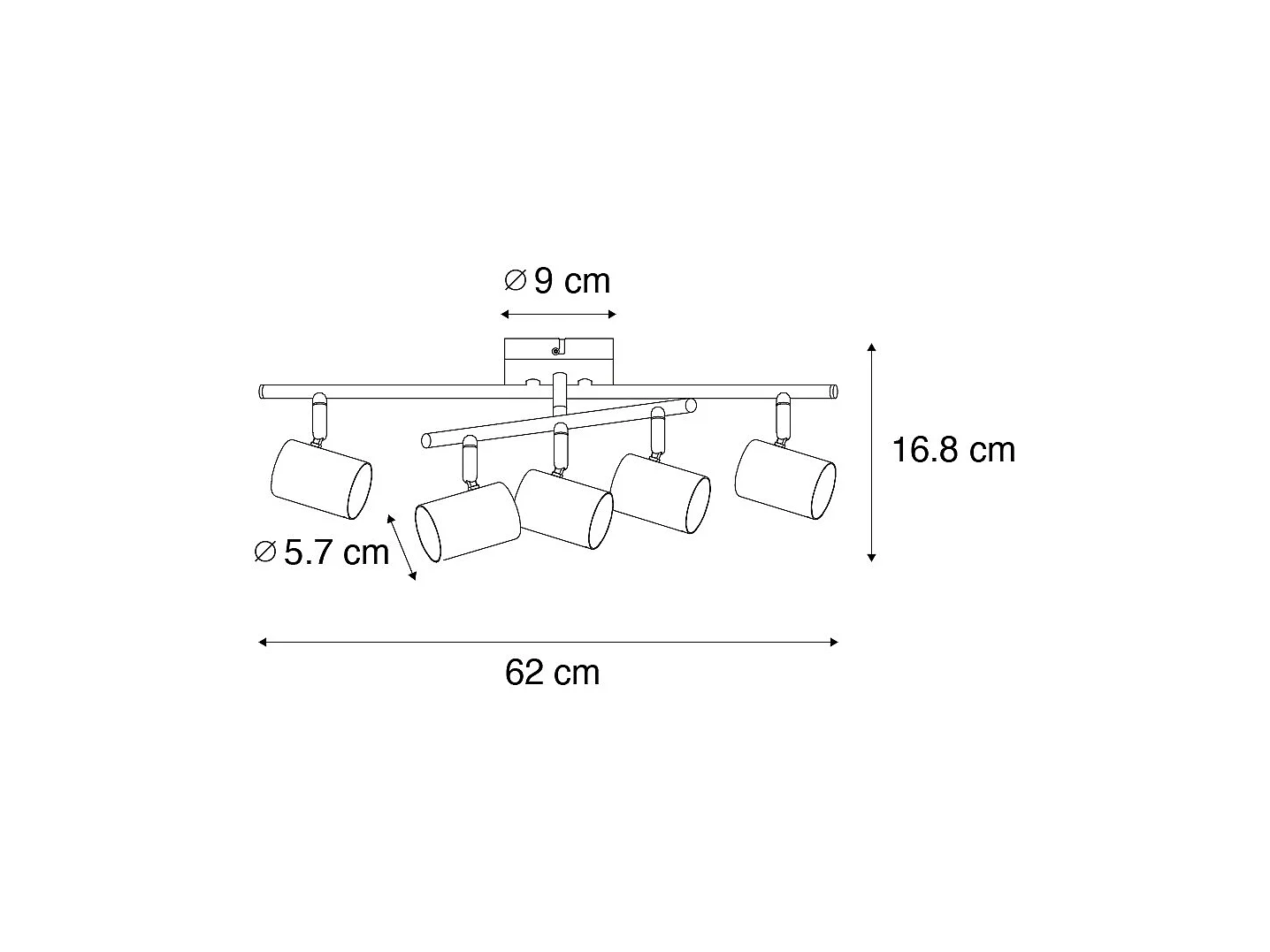 Plafonnier moderne en bronze 5 lumières réglable rectangulaire - Jeana