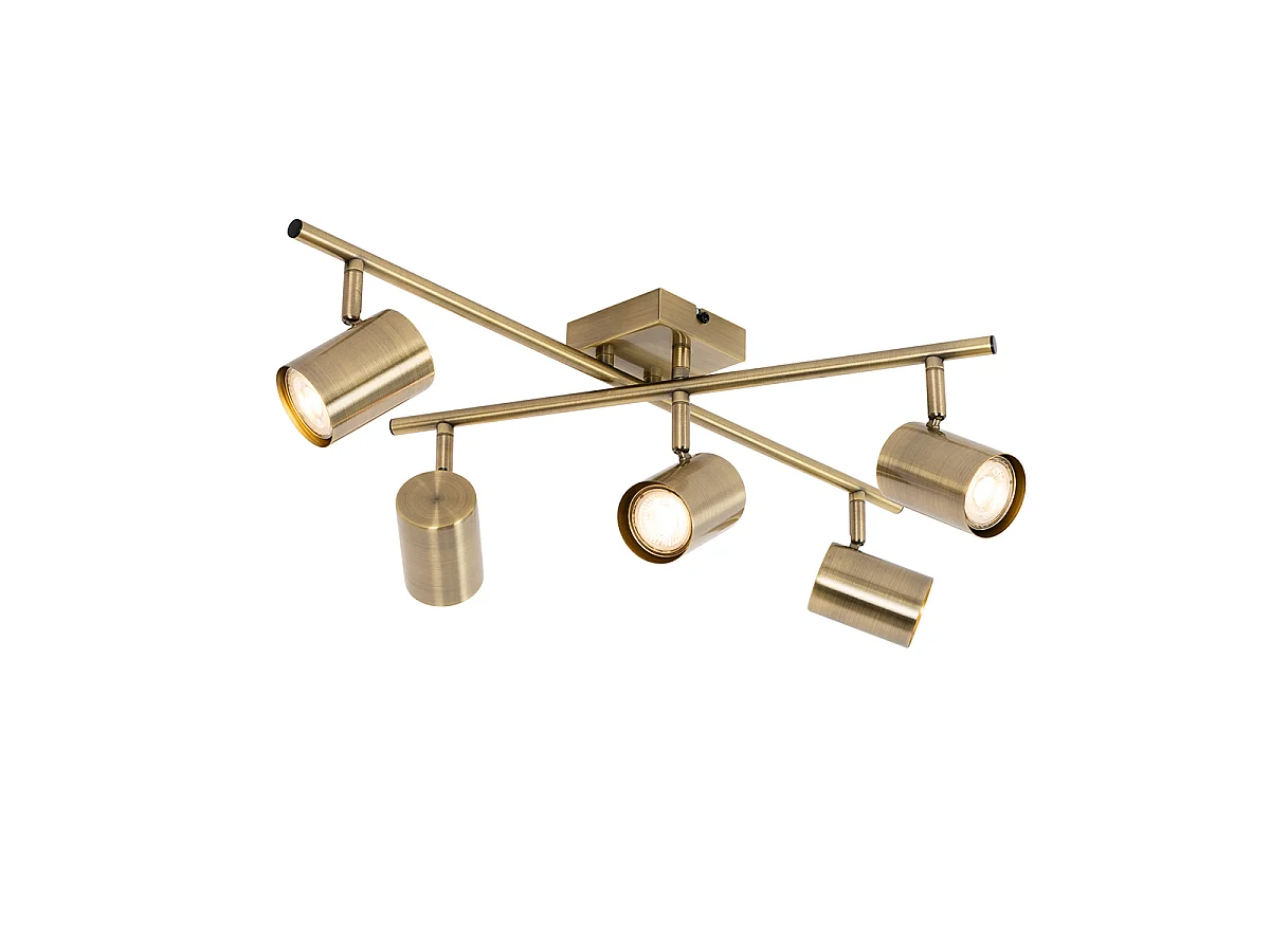 Plafonnier moderne en bronze 5 lumières réglable rectangulaire - Jeana
