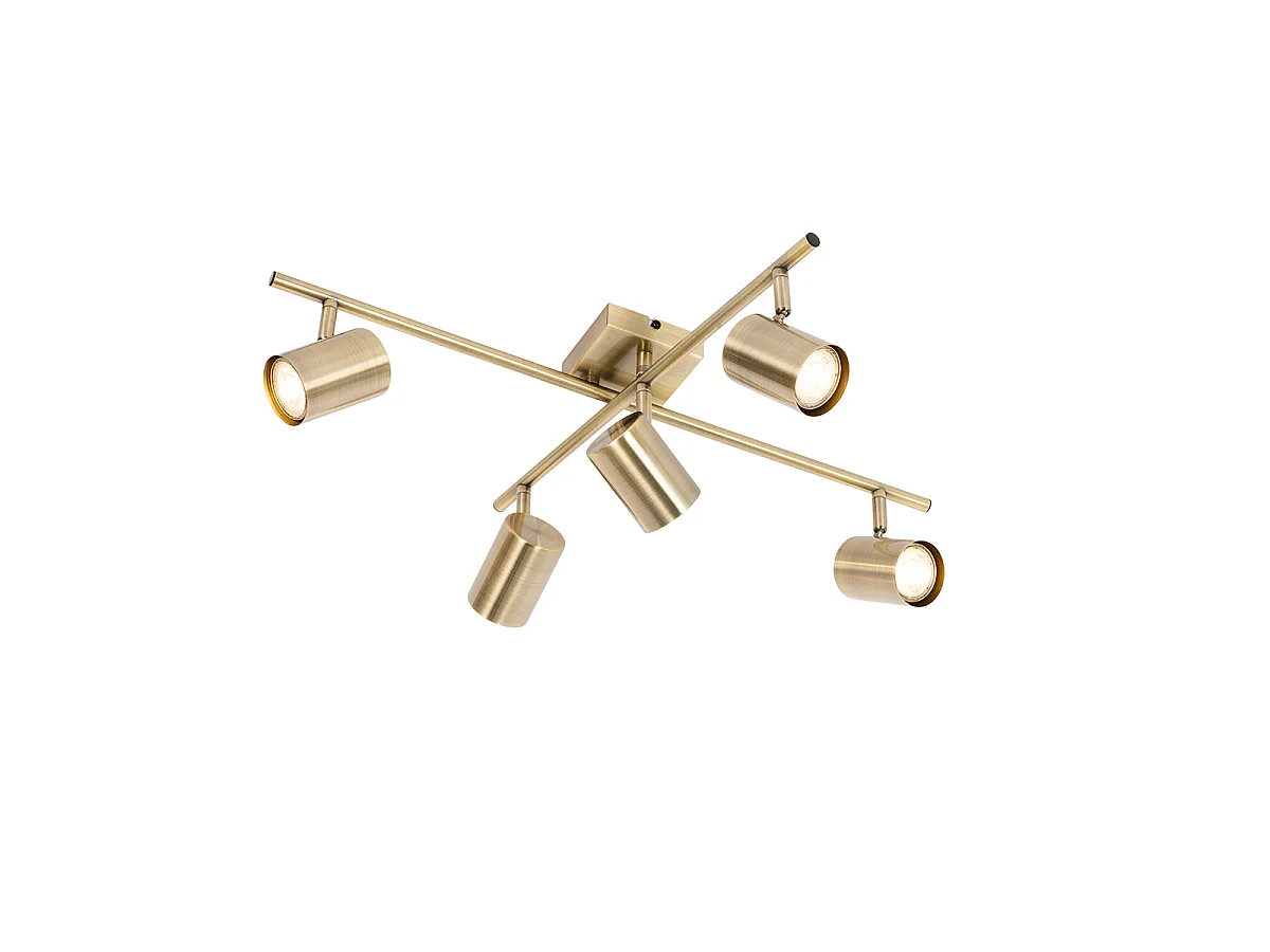 Plafonnier moderne en bronze 5 lumières réglable rectangulaire - Jeana