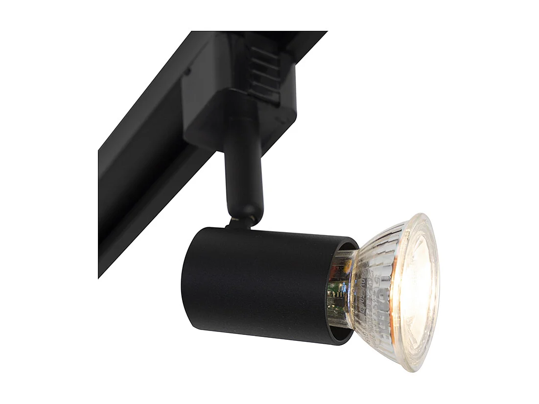Système sur rail moderne avec 5 spots monophasé noir - Jeany