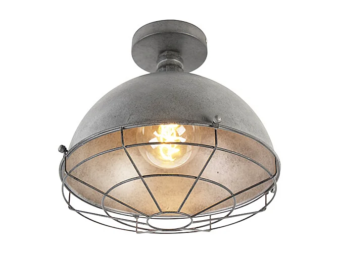 Plafonnier industriel argent antique 32 cm - Course
