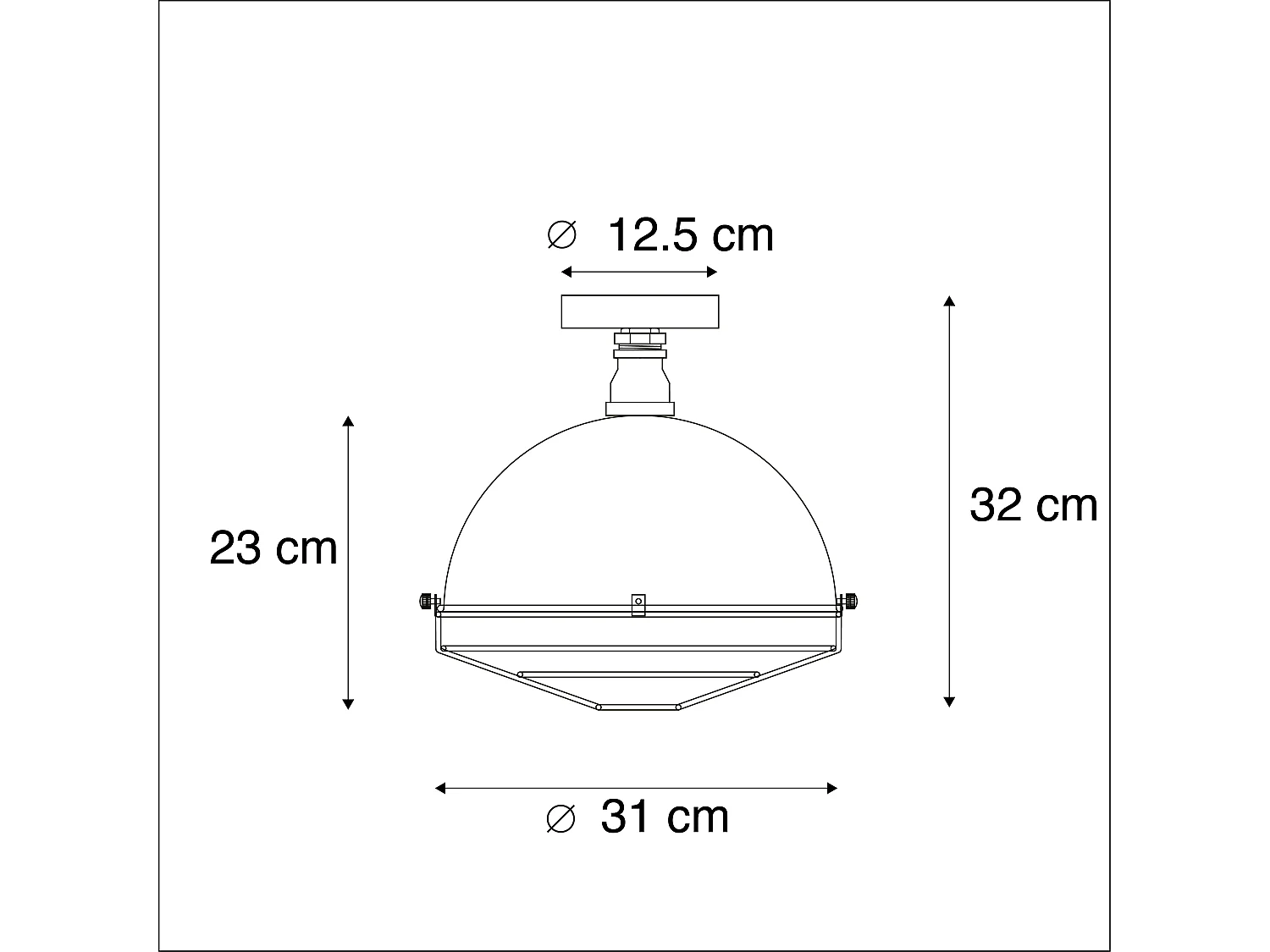 Plafonnier industriel argent antique 32 cm - Course