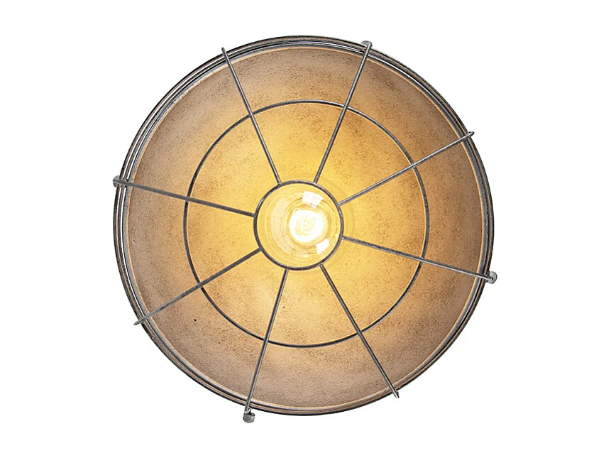 Plafonnier industriel argent antique 32 cm - Course