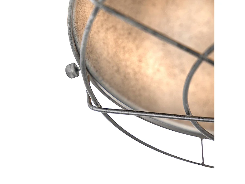 Plafonnier industriel argent vieilli 32 cm - Course