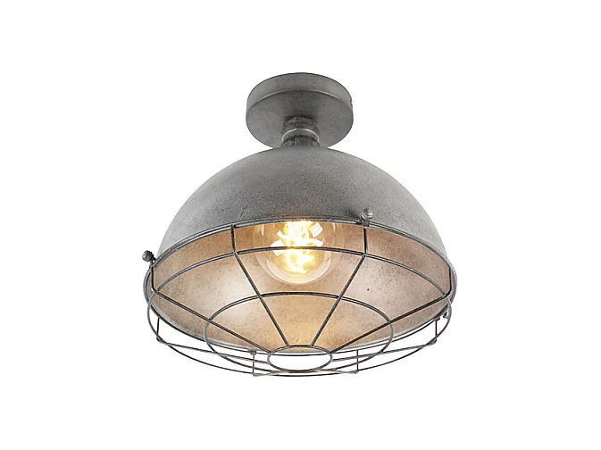 Plafonnier industriel argent antique 32 cm - Course